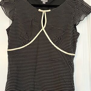 NEW Ann Taylor Women MP Polka Dot Silk Chiffon Bow Ruffle Flutter Sleeve Blouse